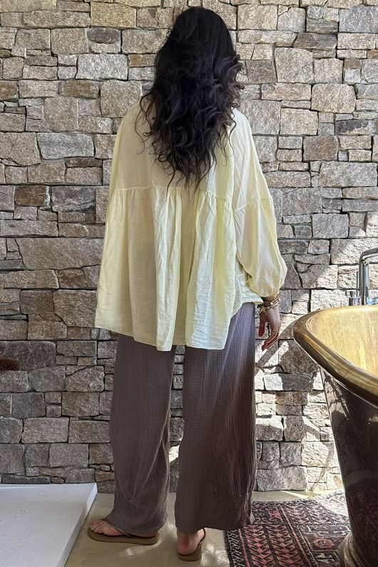  Sa Caleta Cotton Artist Smock Top Lemon